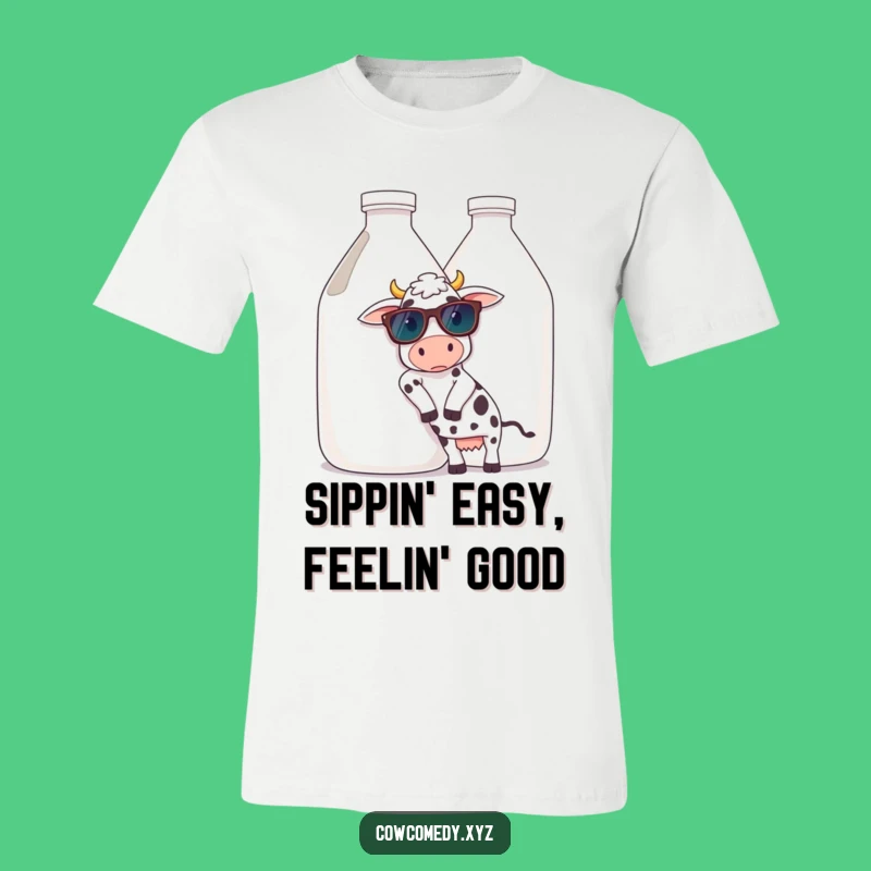 Funny Cool Cow Sunglasses T-Shirt. Relaxed Milk Jug Style. Awesome Funny Gift Tee!
