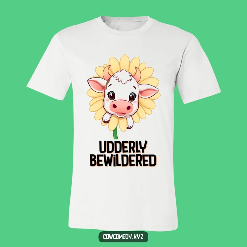 Funny Cow Daisy T-Shirt: Cute Kawaii Peeking Design for a Quirky Funny Gift
