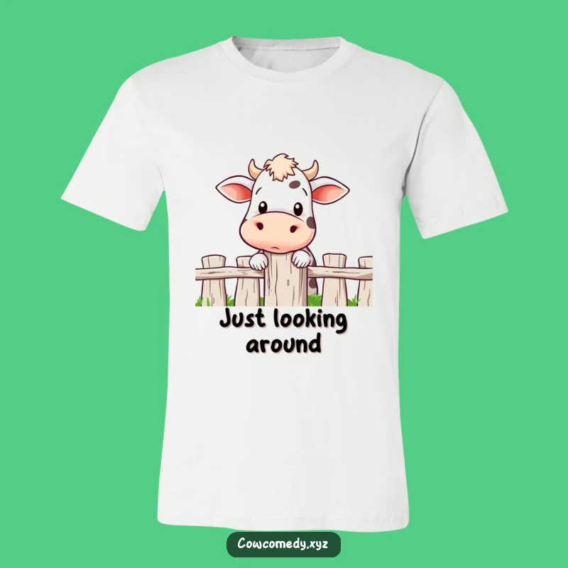 Funny Curious Cow Peeking T-Shirt: Peek-a-Boo Farm Fun Tee