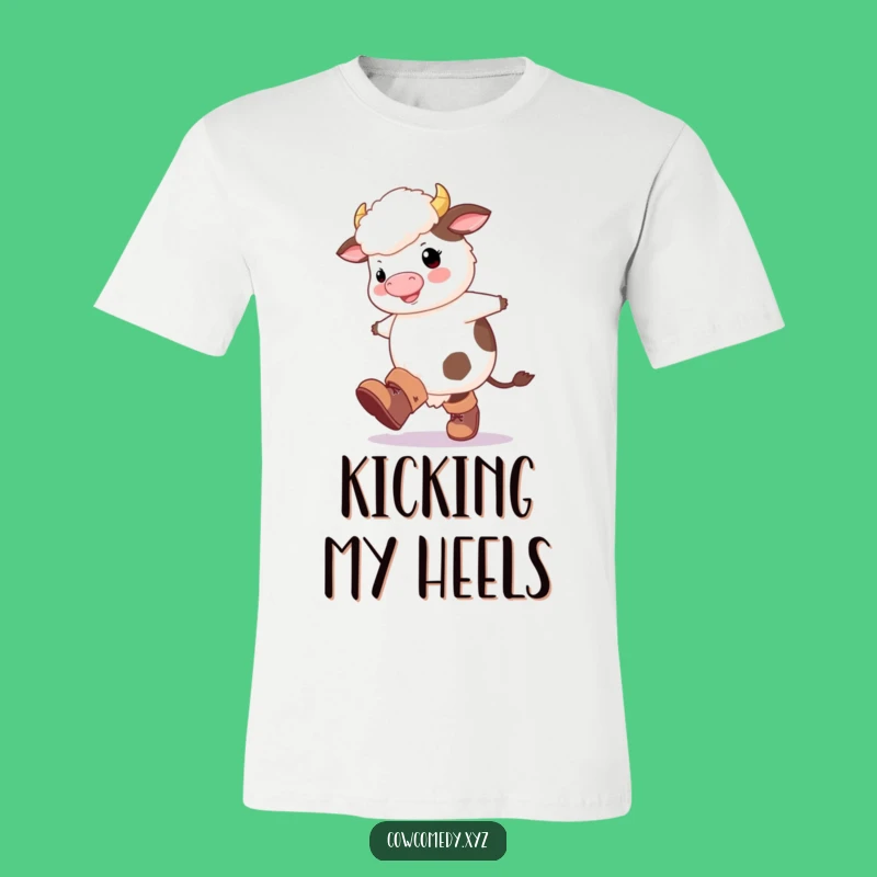 Funny Fluffy Cow Boots T-Shirt: Happy Kicking Fun, Adorable Quirky Funny Gift