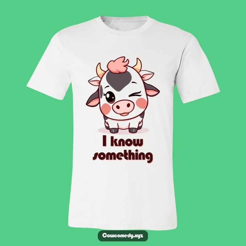 Funny Kawaii Cow Wink T-Shirt: Mischievous Grin Shirt
