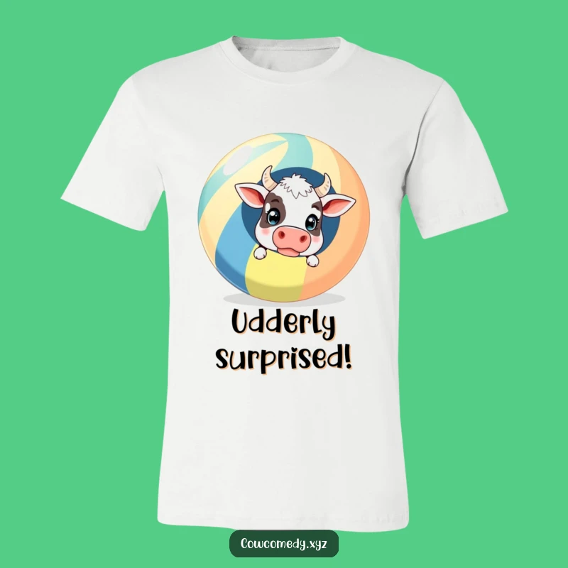 Funny Surprised Cow Beach Ball T-Shirt - Get Beachy with Surprise!