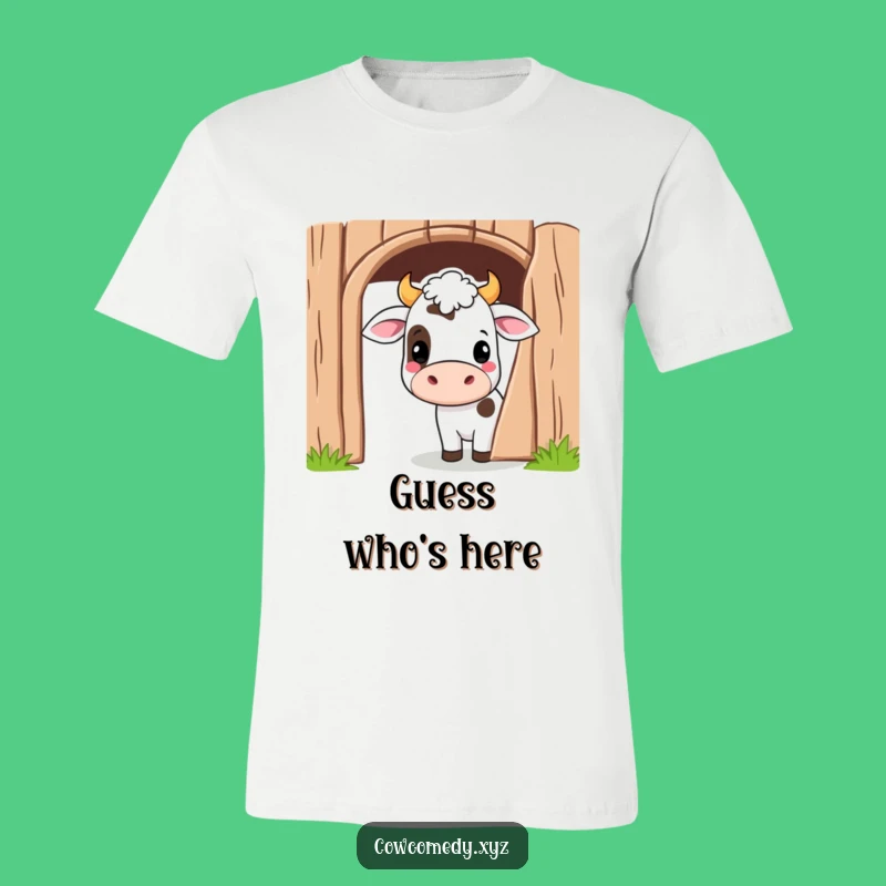 Funny Kawaii Cow Barn T-Shirt: Cute Peekaboo Cow Shirt