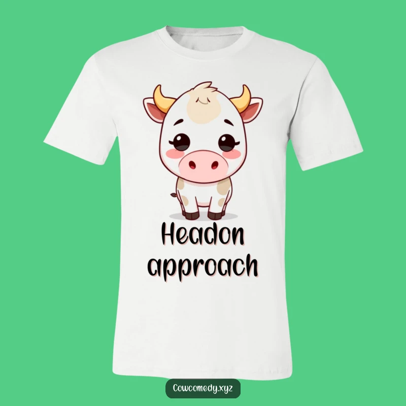 Funny Kawaii Cow Headbutt T-Shirt: Cute Cartoon Bovine for a Hilarious Outfit