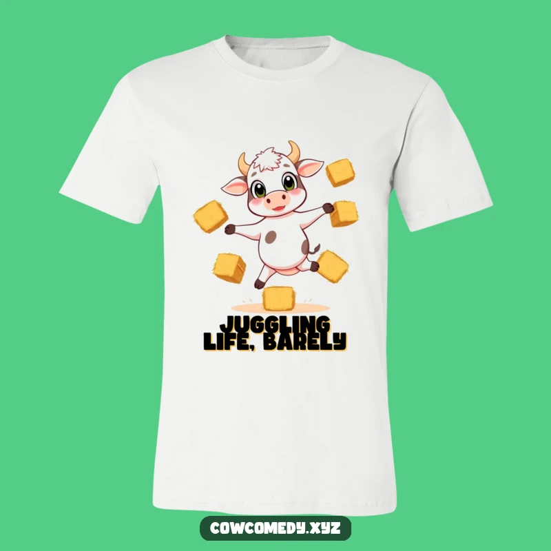 Funny Calf Juggling T-Shirt: Farm Fun & Balancing Act Tee