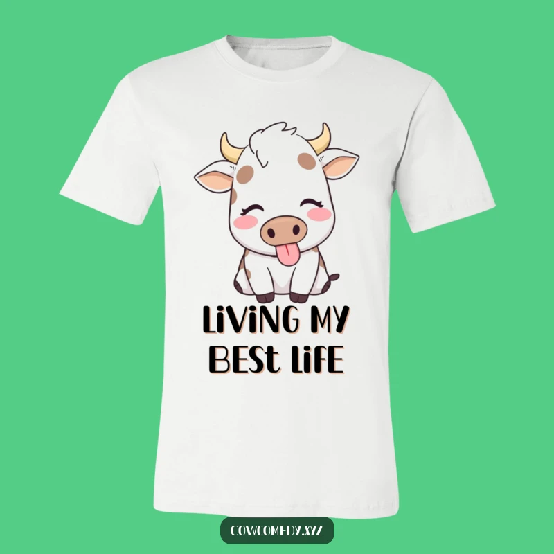Funny Contented Cow T-Shirt: Happy Chewing Bliss, Great Funny Gift
