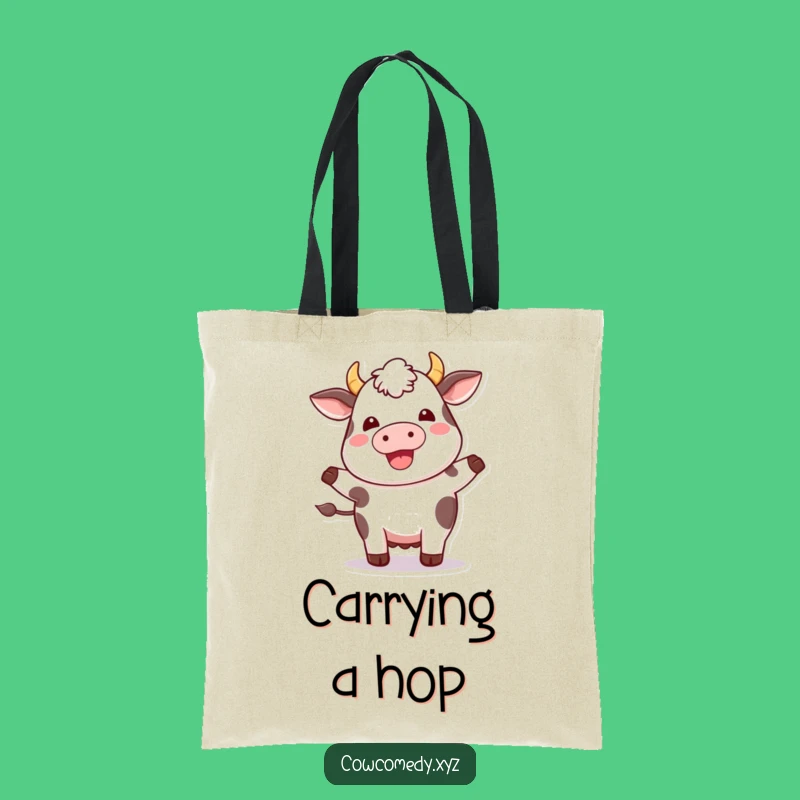 Funny Kawaii Cow Happy Hop Tote Bag - Plump Joy Carrier - Ideal Gift