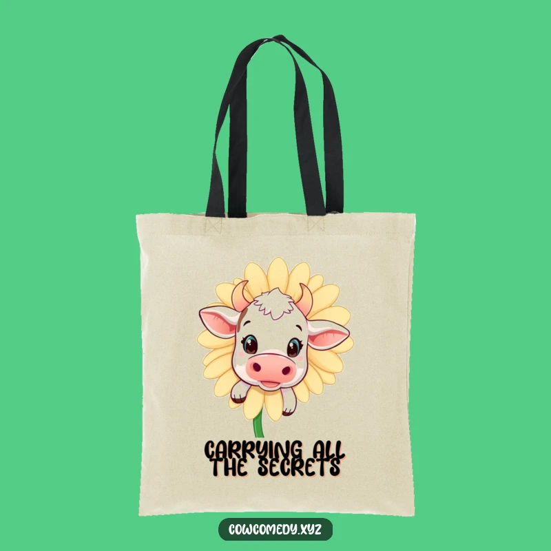 Funny Kawaii Cow Tote Bag: Charming Peek-a-Boo Design, Perfect Funny Gift Accessory