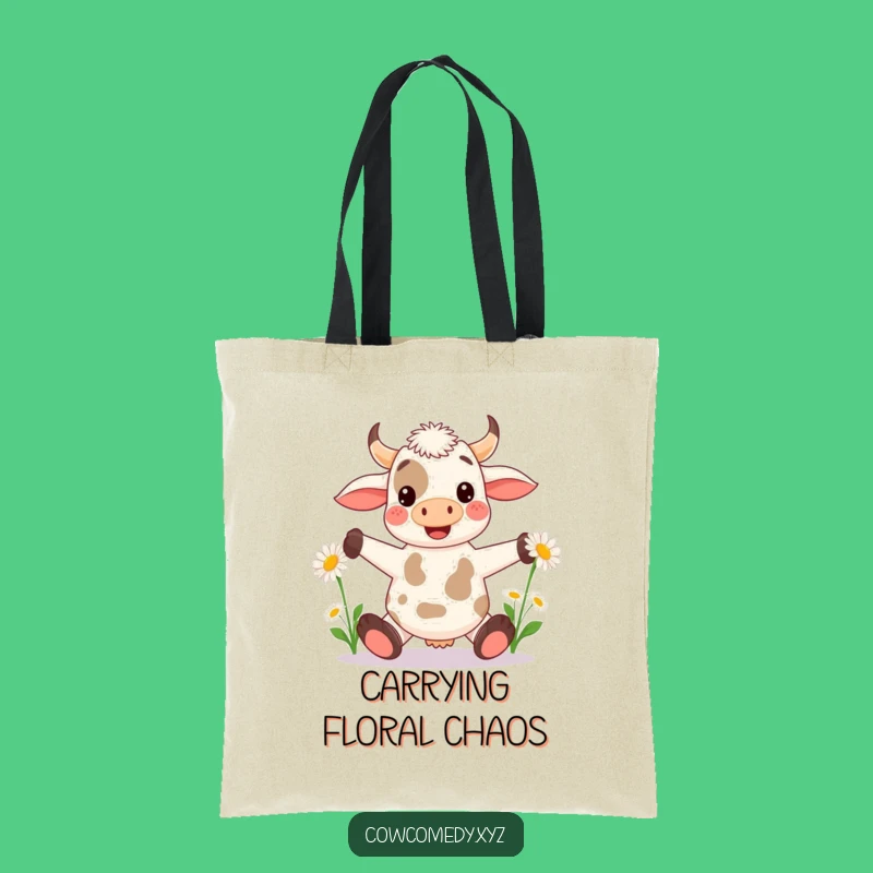 Funny Kawaii Cow Juggling Tote Bag - Daisy Carrier - Ideal Gift