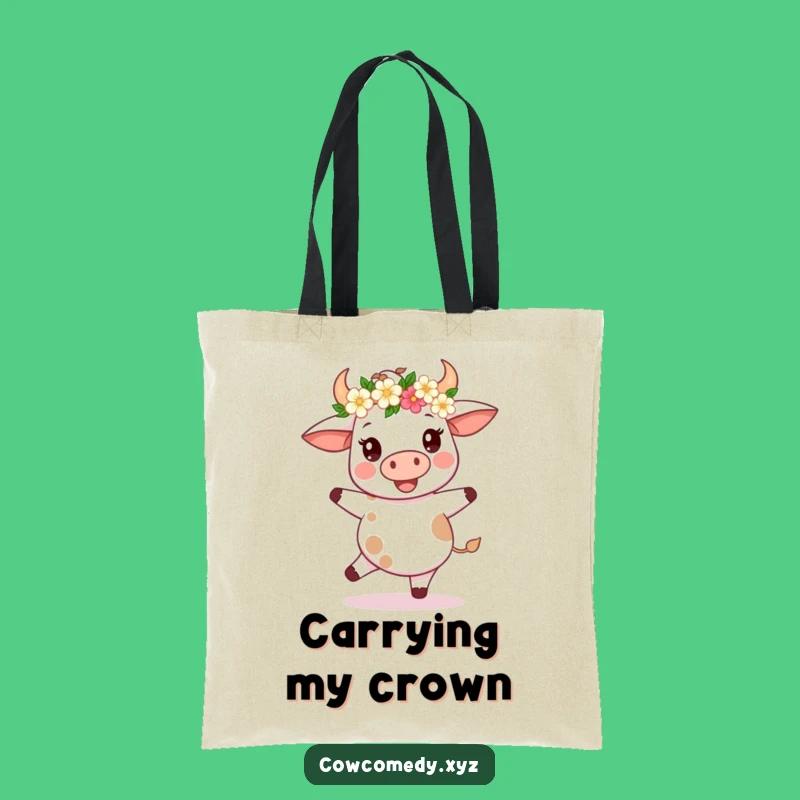 Funny Kawaii Cow Flower Crown Spin Tote Bag - Festive Carryall - Ideal Gift