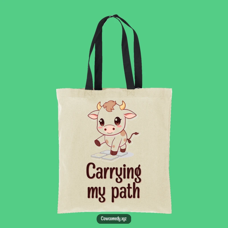 Funny Kawaii Cow Tote Bag: Hopscotch Fun - Cute & Practical Humor Tote