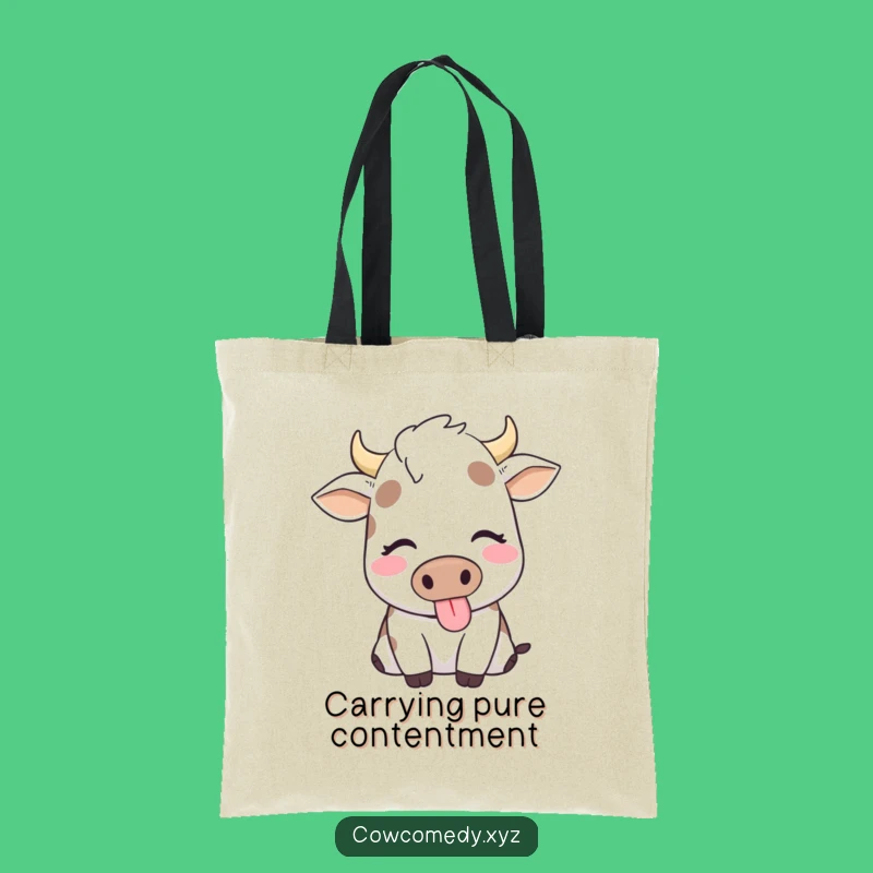 Funny Contented Cow Tote Bag: Peaceful Charm, Perfect Funny Gift