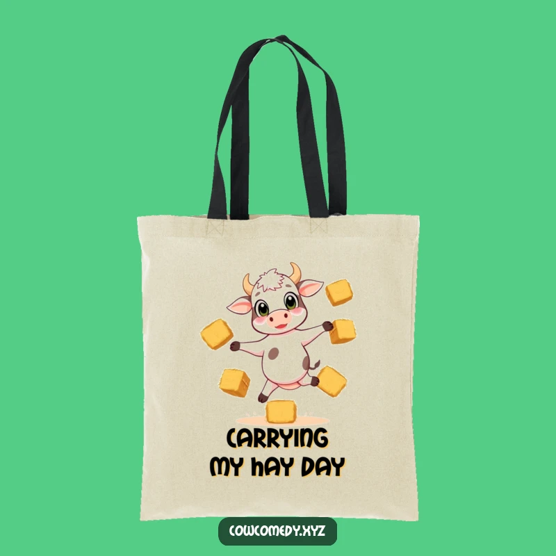 Funny Calf Juggling Tote Bag: Carry Your Farm Fun Style