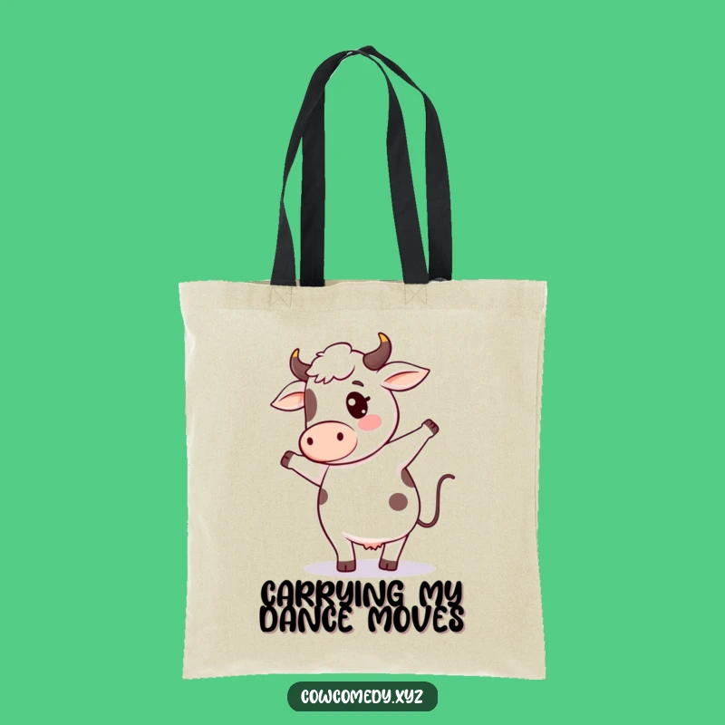Funny Cow Dance Tote Bag: Kawaii Farm Animal Reusable Bag, Silly Cow Accessory