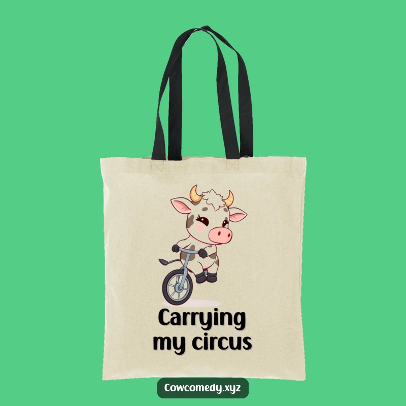 Funny Cow Unicyclist Tote Bag: Carry Your Laughs in Style