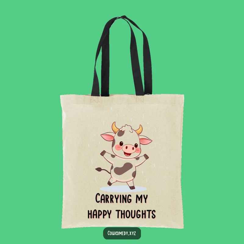 Funny Happy Cow Dancing Rain Tote Bag. Joyful Style. Perfect Carry-All Funny Gift!