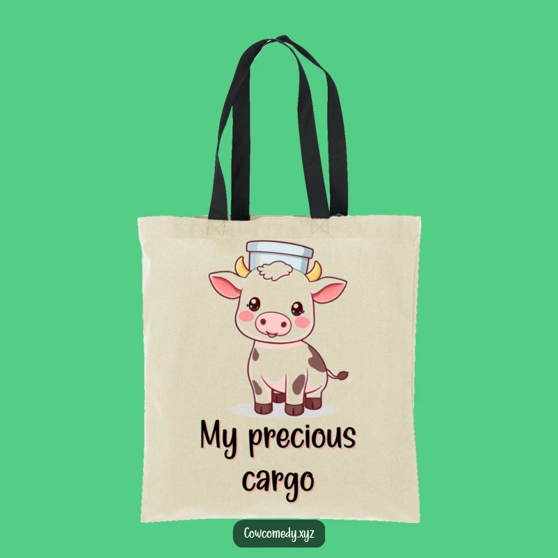 Funny Kawaii Cow Balancing Tote Bag - Whimsical Farm Gift!