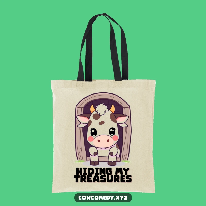 Funny Kawaii Cow Barn Peek Tote Bag - Carry Your Playfulness