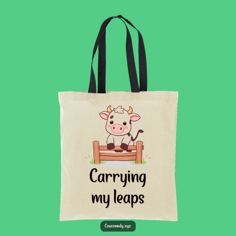 Funny Kawaii Cow Jumping Tote Bag: Carry Your Energy