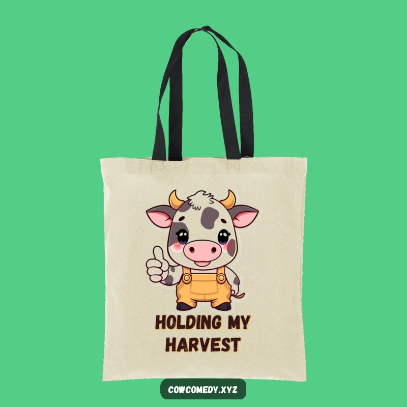 Funny Overalls Cow Tote Bag: Farm Ready, Perfect Funny Gift