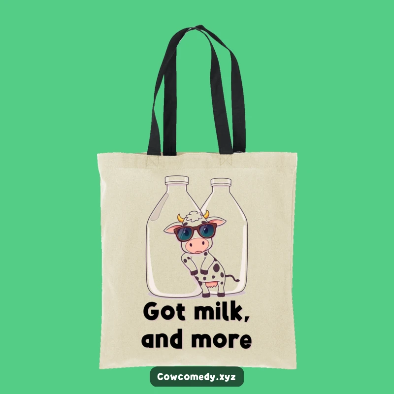 Funny Cool Cow Sunglasses Tote Bag. Milk Jug Style. Perfect Carry-All Funny Gift!