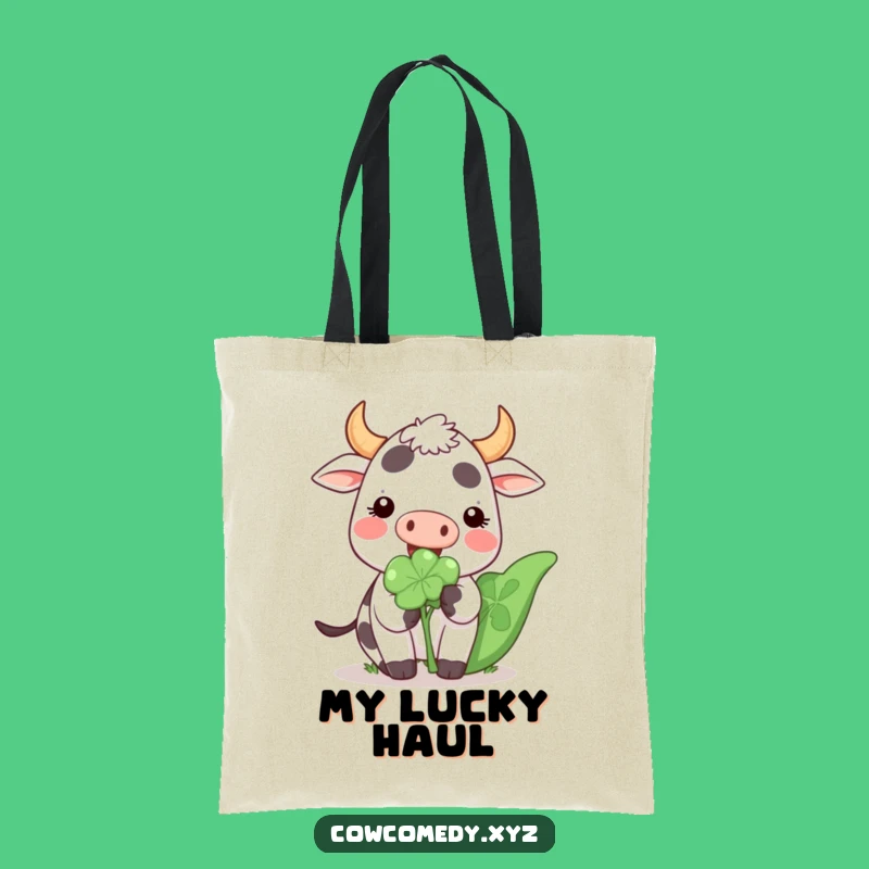 Funny Kawaii Cow Clover Tote Bag: Cute Lucky Carryall for Everyday