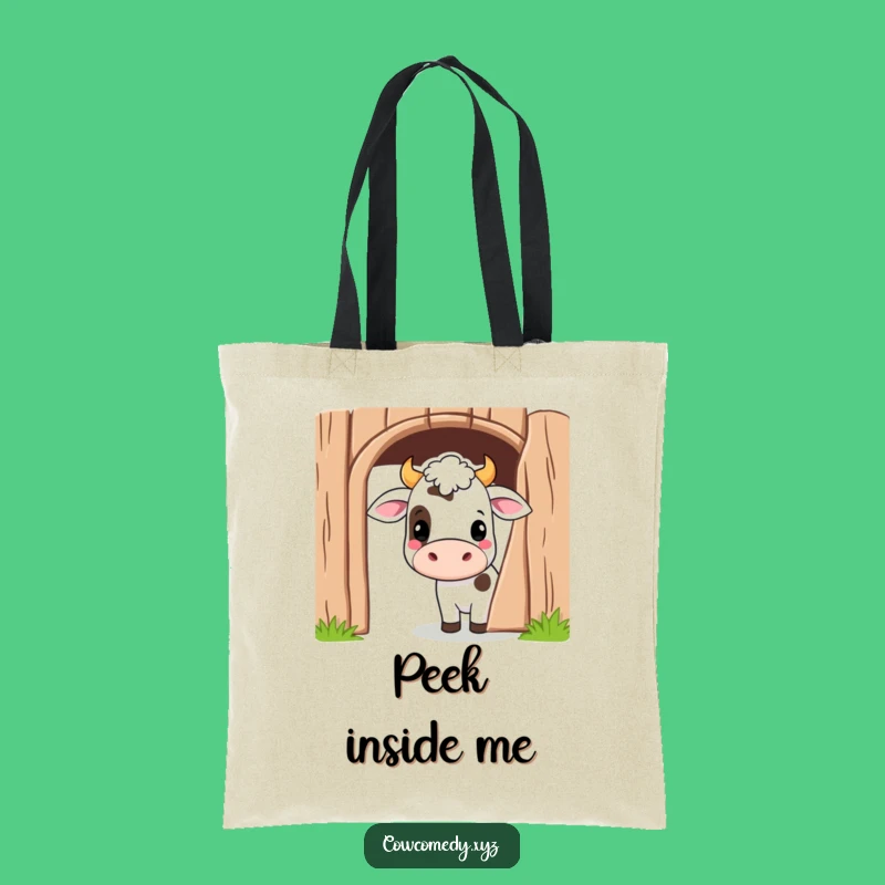 Funny Kawaii Cow Barn Tote Bag: Cute Peekaboo Carryall