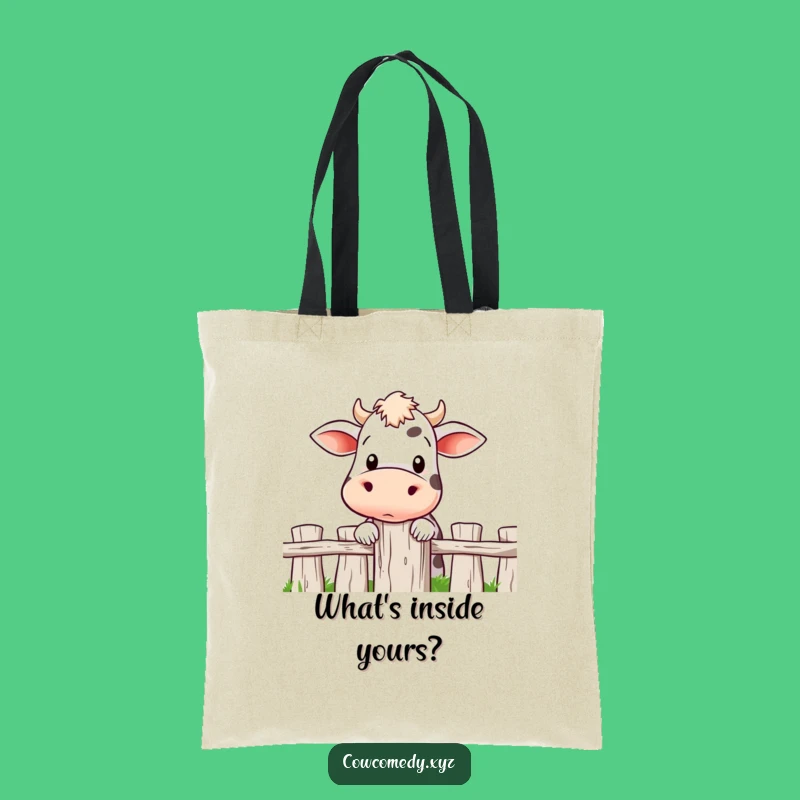 Funny Curious Cow Peeking Tote Bag: Carry Your Intrigue